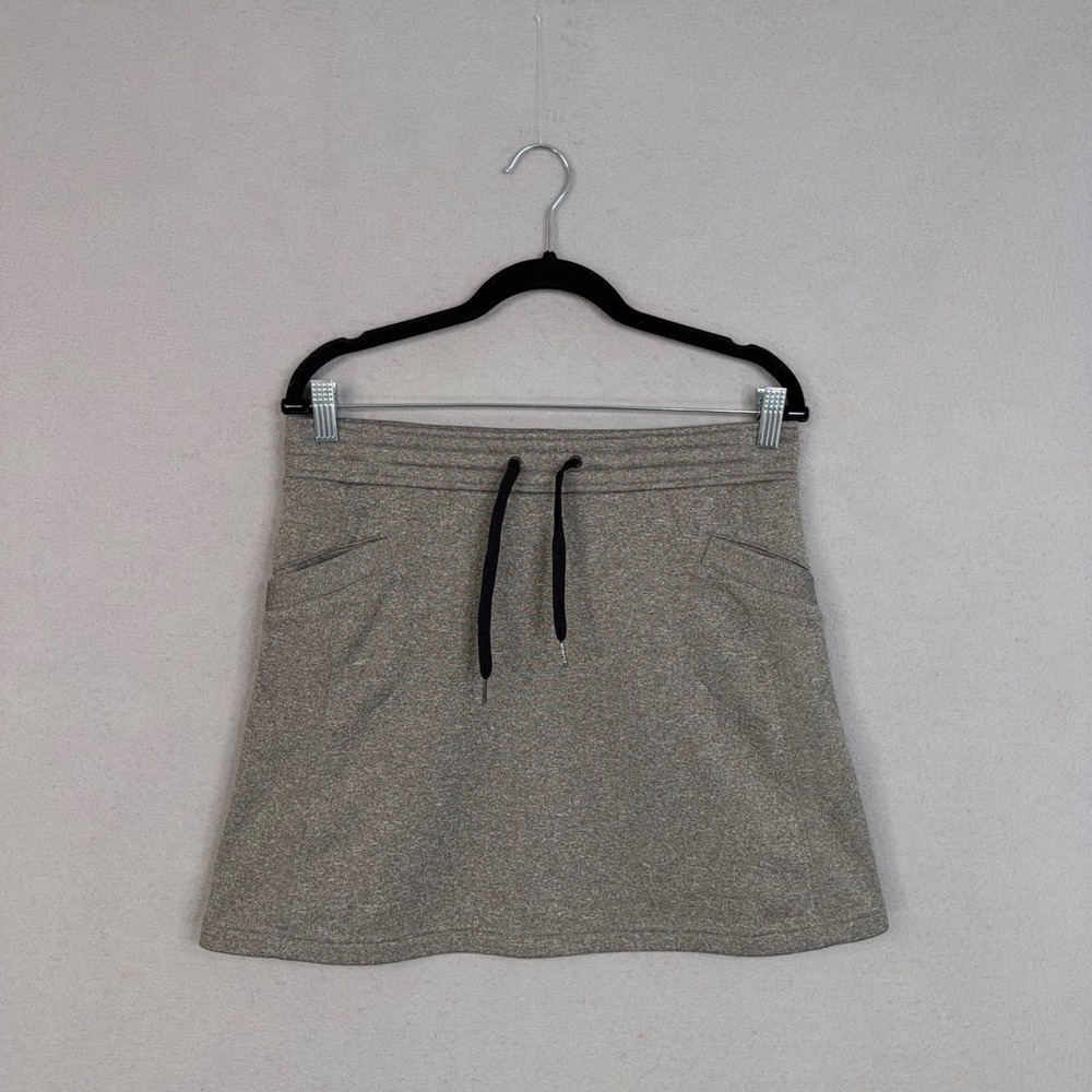 KAVU Skirt Womens Medium Gray Heather Fleece Lined Drawstring Gorpcore Outdoor